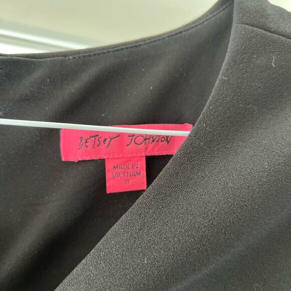 Betsey Johnson Womens Crepe Puff Sleeves Sheath Dress Black 8 - Picture 5 of 7